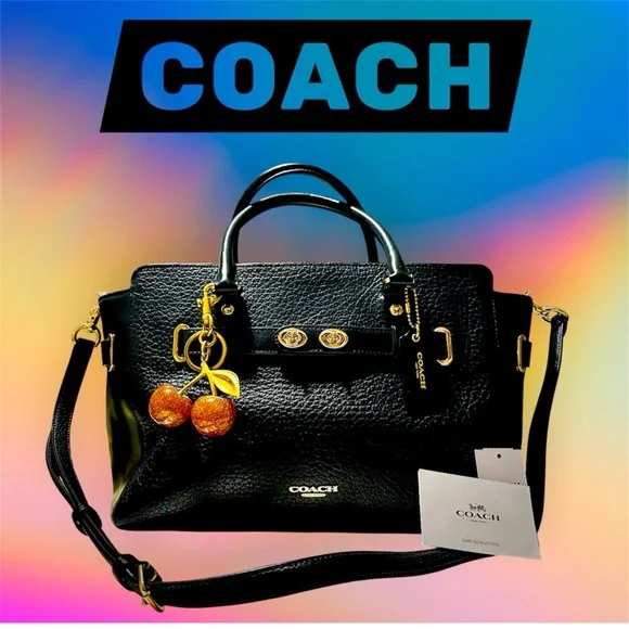 Coach Y2K soho black Leather Carryall crossbody bag Pebbled Leather Satchel - Picture 4 of 17